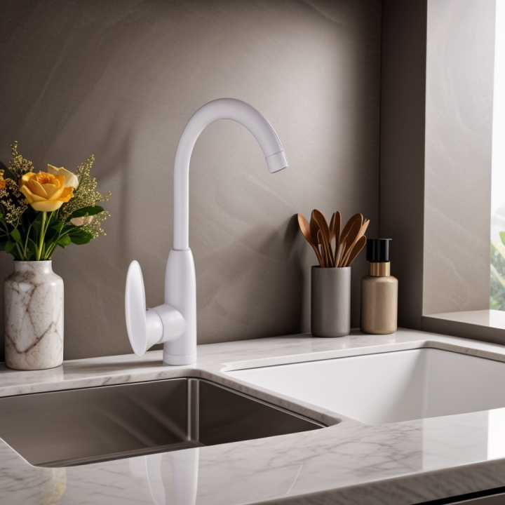 White kitchen sink mixer tap modern