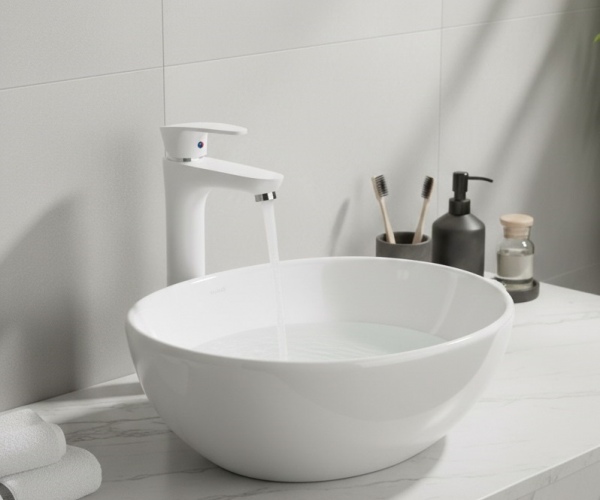 White Bowl Sink Faucet 29 cm