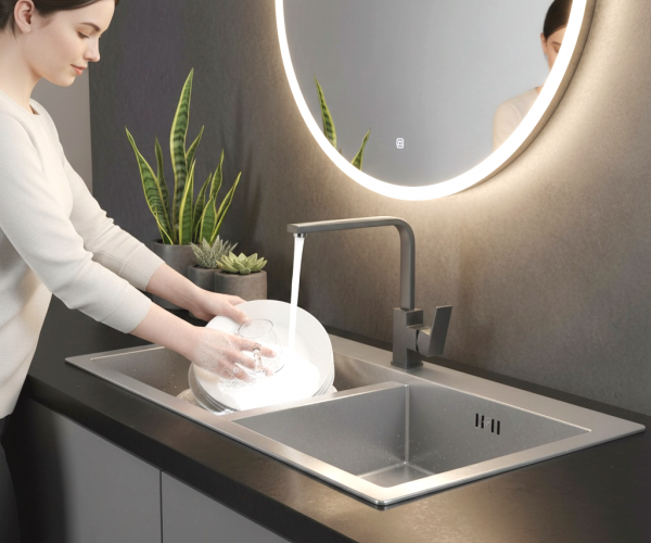 Antrasit Gri Mix Eviye Bataryası İnce 35 cm