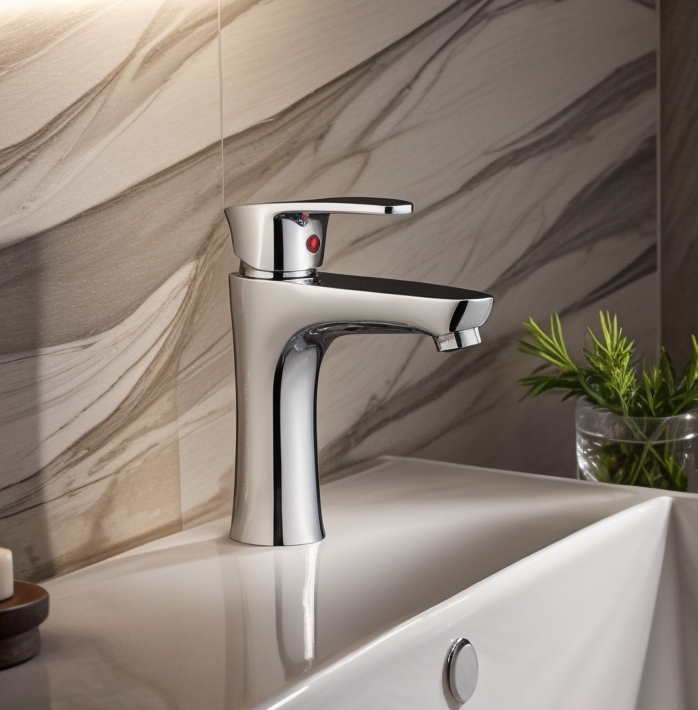 Chrome basin mixer tap high