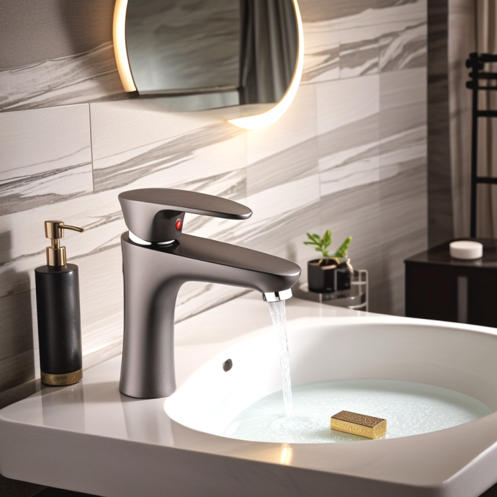 Antracide grey basin mixer tap high