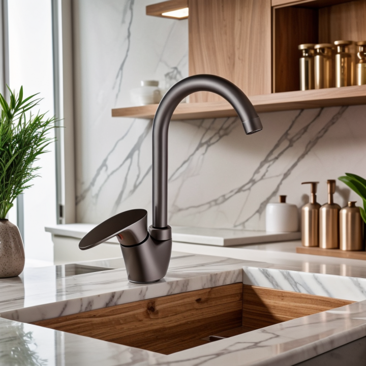 Antracide grey kitchen sink mixer tap swan