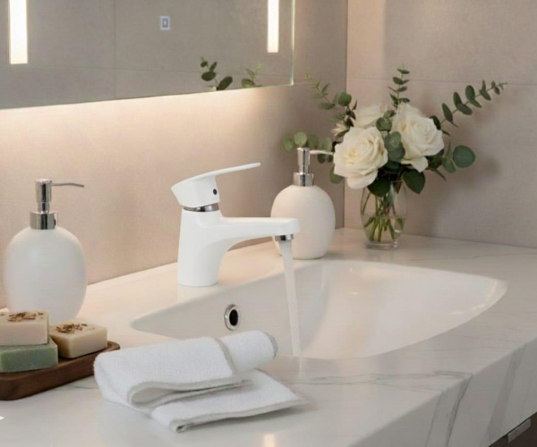 Beyaz Mix Lavabo Bataryası Mini 12 cm