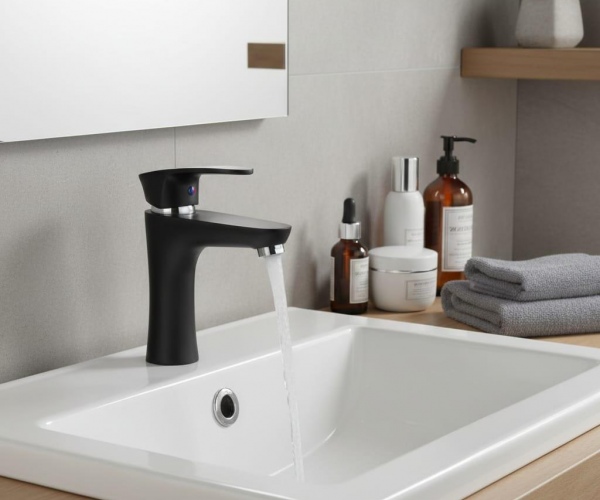 Siyah Mix Lavabo Bataryası Yüksek 18 cm