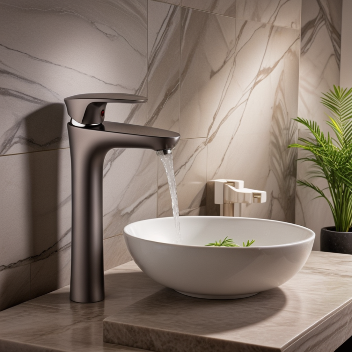 Antracide grey bowl basin mixer tap